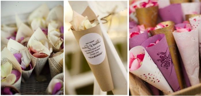 Hvordan lage bryllup blomst petal kaste kjegler. Pre-bryllups ingredienser.